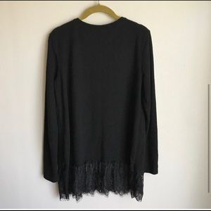 Zara Black Sweater Dress Lace Hem  Size Small